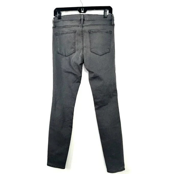 Frame Denim Le Skinny de Jeanne Women 28 Jean Gray Shred Distressed USA Stretch - Picture 6 of 13